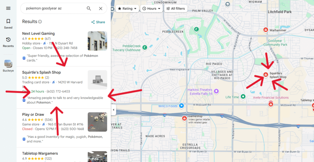 Local SEO pricing packages helped Pokémon card shop rank #2 in the Google Map Pack for “Pokémon cards near me” and other local search terms.

