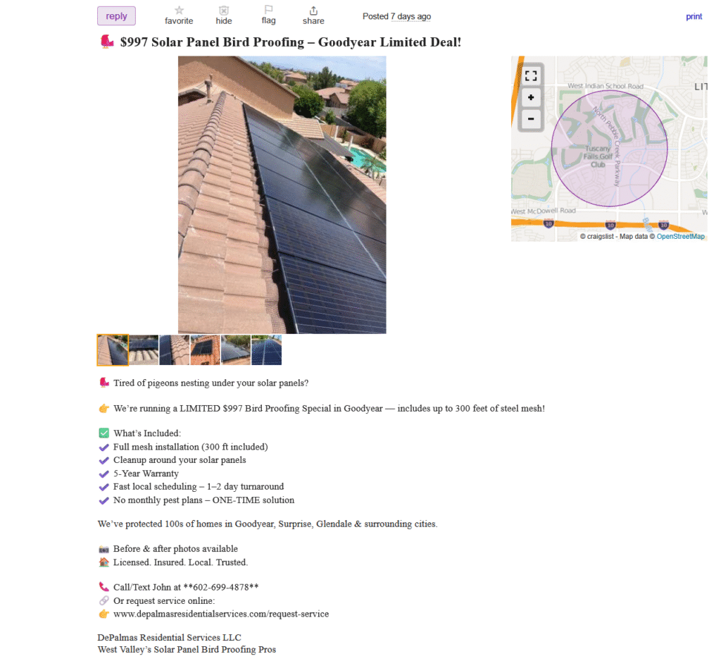 Craigslist SEO ad for SEO services in Surprise AZ by Lead Surge SEO